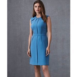 Reiss Women's Size 8 Antique Blue Nala Shift Knee Length Dress Sleeveless